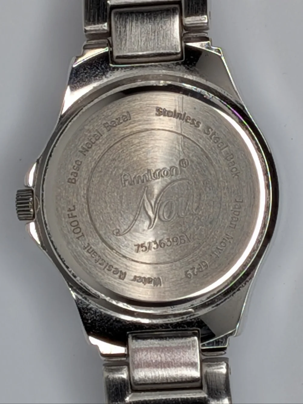 Armitron Now Watch Silver Tone Mother of Pearl Crystal Bezel Water Resistant